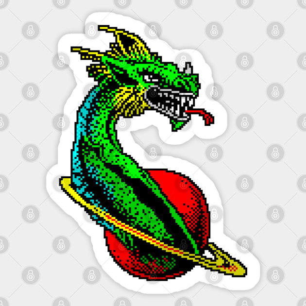 Dragon Planet 8 Bit Art Sticker by 8 Fists of Tees